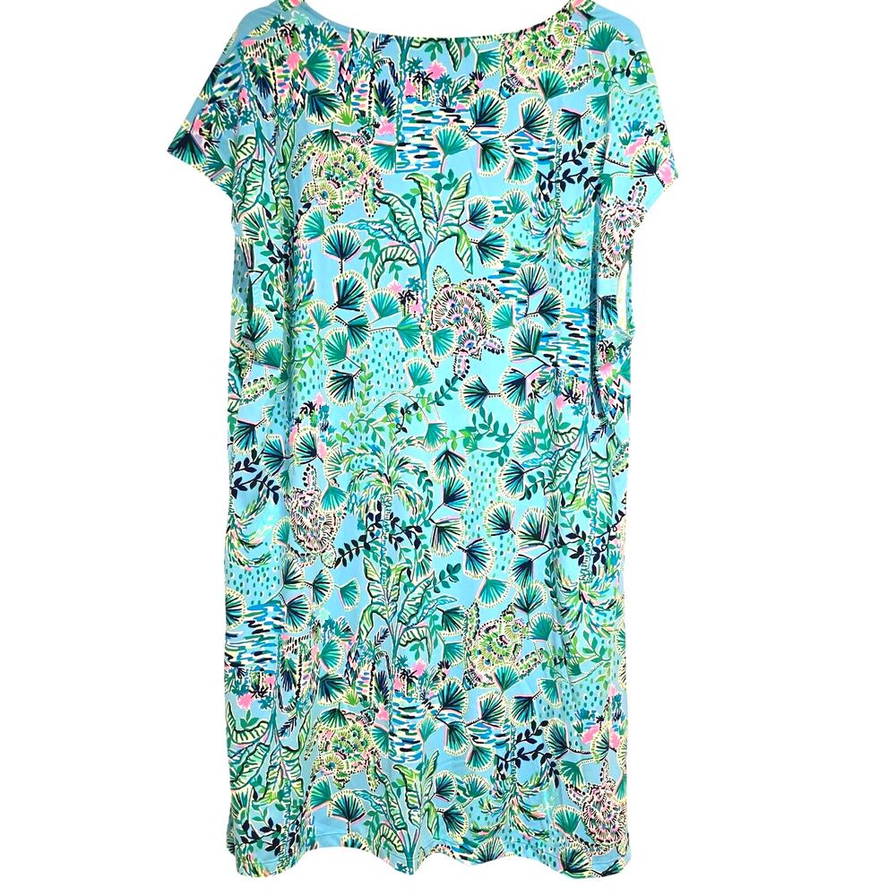 Lilly Pulitzer XL Talli V-Neck Swim Coverup Dress in Aqua Blue Mosaic Shells - Picture 3 of 8